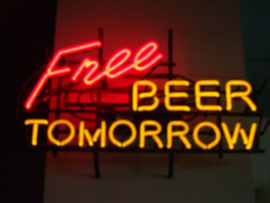 Free Beer Tomorrow sign