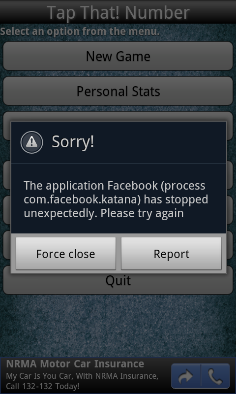 Facebook Force Close