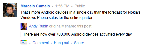 That's more Android devices in a single day than the forecast for Nokia's Windows Phone sales for the entire quarter.
